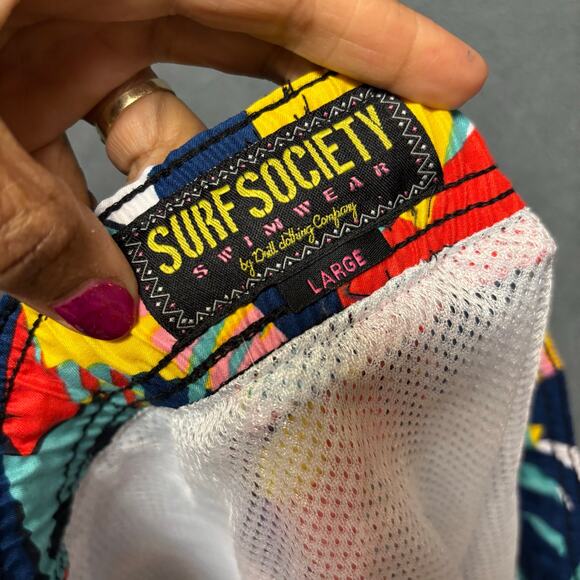 Surf Society Tropical Print Swim Trunks Men’s Large Beach Shorts Ocean Vacation - Picture 8 of 12